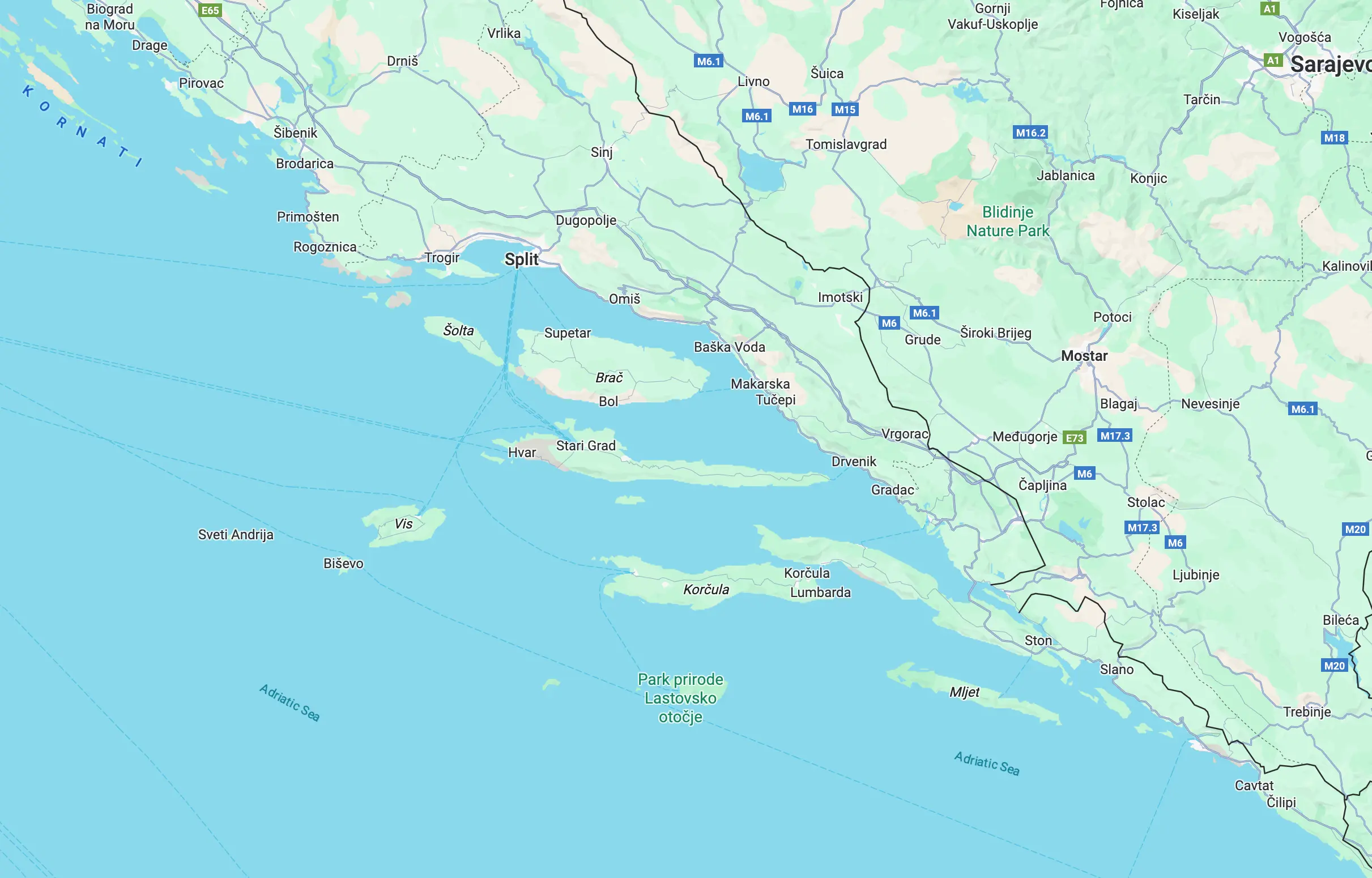 Dubrovnik – Split One-Way Route Image